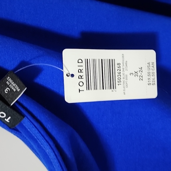 NWT Torrid Electric Blue One Shoulder Tank Sz 3x - Picture 3 of 9